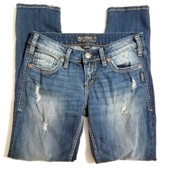 Silver Jeans Denim - SIlver Aiko Destroyed Distress Skinny Jeans 27x29